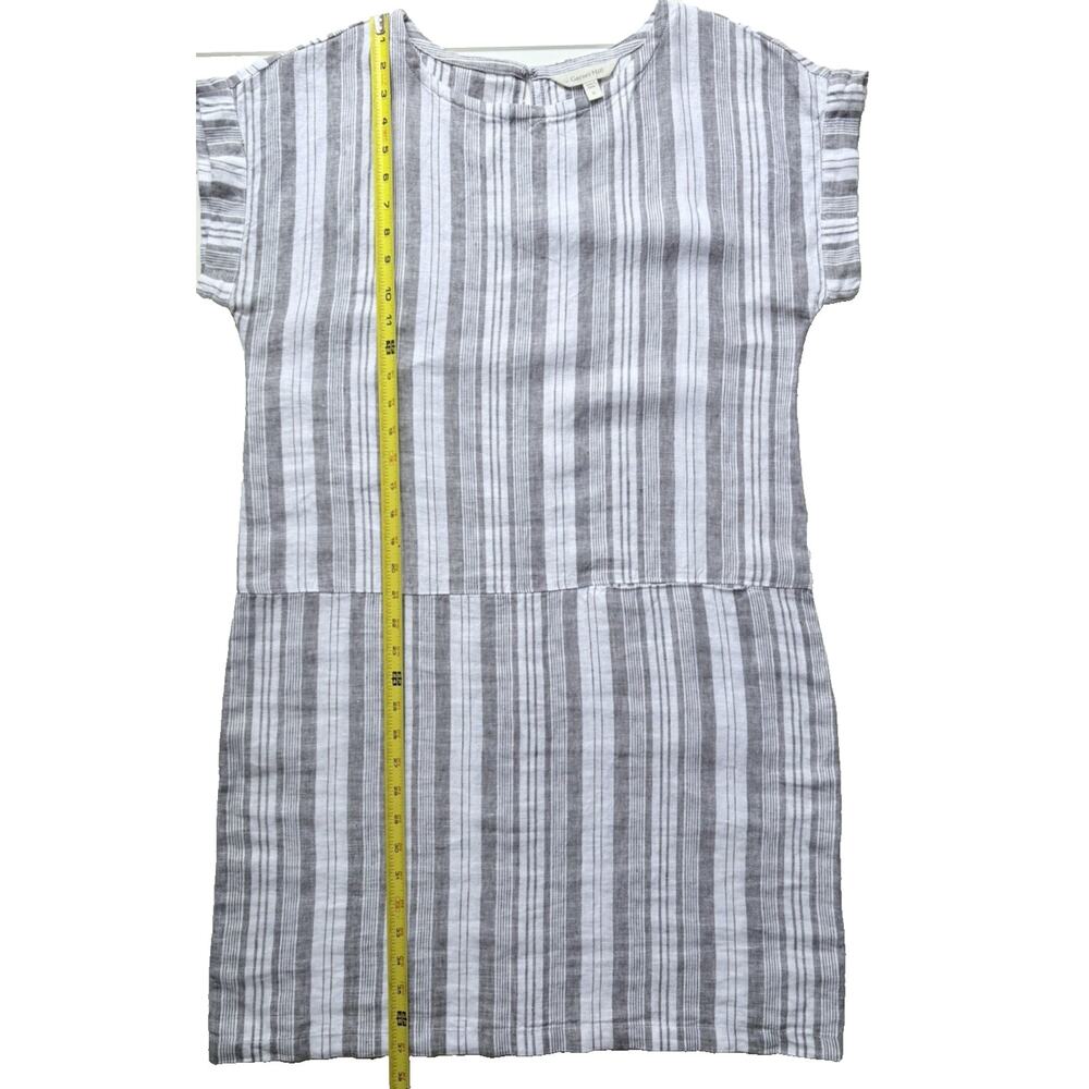 Garnet Hill Meraki Linen Shift Dress Gray White Stripe European Flax Coastal M - Picture 14 of 14